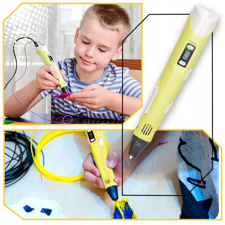 DŁUGOPIS 3D DRUKARKA PEN Dla Dzieci Zestaw +FILAMENT 109 + MATA + SZABLONY Technologia druku DLP